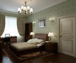 Bedroom design with dark classic furniture photo