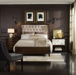 Bedroom design with dark classic furniture photo