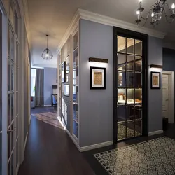 Hallway design with many doors