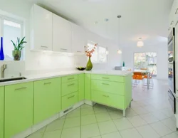 Green top white them in the kitchen photo