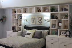 Built-in shelves in the bedroom photo