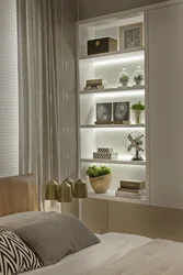 Built-in shelves in the bedroom photo