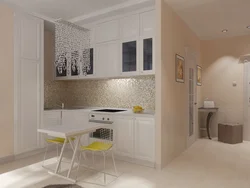 Design of a one-room kitchen in the hallway