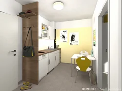 Design of a one-room kitchen in the hallway
