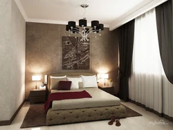 Brown wallpaper in the bedroom design photo