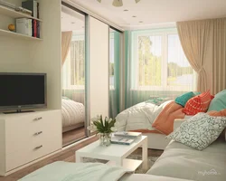 Room design bedroom with sofa and bed