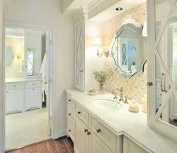 Built-in wardrobes in bathroom interior