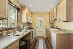 3 by 3 kitchen design with 2 doors