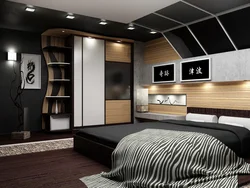 Bedrooms with corner wardrobe design and bed