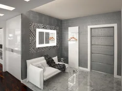 Hallway design gray tiles