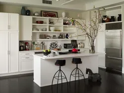 Kitchen interior with one wall cabinet