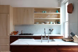 Kitchen interior with one wall cabinet