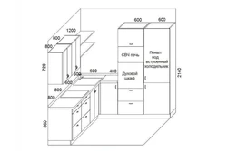 Built-in kitchen design with dimensions