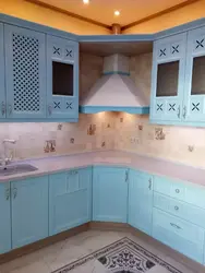 Mavi mətbəx fotoşəkili üçün masa üstü