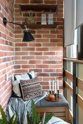 Loggia design with brick wall