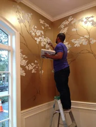 Living room wall design using water-based paint
