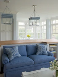 Blue Sofa In The Kitchen Design
