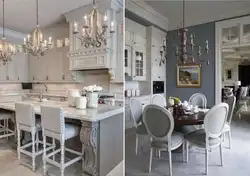 Интерьердегі сұр классикалық ас үй фотосы