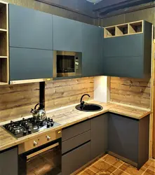 Dark kitchen set in a small kitchen photo