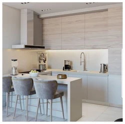 Kitchen interior in light colors in a modern style inexpensively