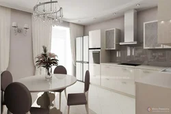 Kitchen interior in light colors in a modern style inexpensively