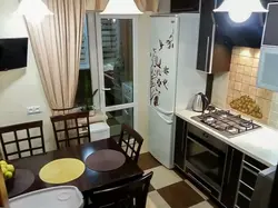 Kitchen interiors 8 sq m with balcony
