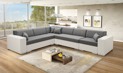 Photo of a sofa in the living room with a sleeping place