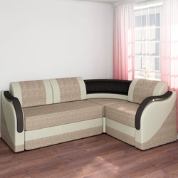 Photo of a sofa in the living room with a sleeping place