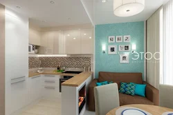 Kitchen interior 15 sq m with balcony