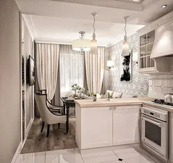 Kitchen interior 15 sq m with balcony