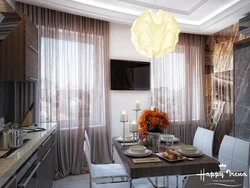 Қоңыр түсті ас үйге арналған ішкі перделер