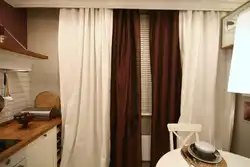 Interior curtains for the kitchen in brown