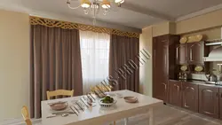 Interior curtains for the kitchen in brown