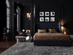 Dark classic bedroom design photo