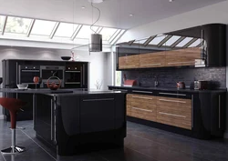 What colors goes with black in the kitchen interior