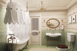 Provence üslubunda bir ölkə evində hamam fotoşəkili