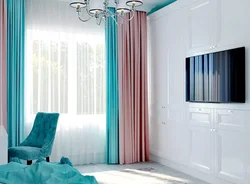 Turquoise gray curtains for the bedroom photo
