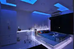 Night bedroom interior
