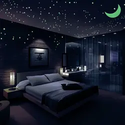 Night bedroom interior