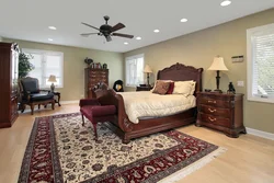 Bedroom interior with carpet on the floor