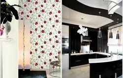 How to glue wallpaper in the kitchen design