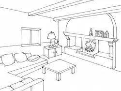 Living room interior stencil