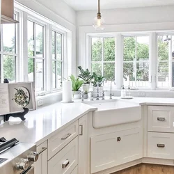 Kitchen corner photo with sink by the window