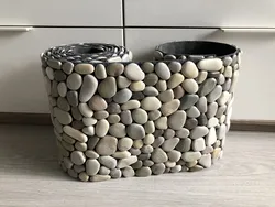 Pebbles in the bathroom interior