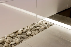 Pebbles in the bathroom interior
