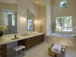 Sand colored bathroom design