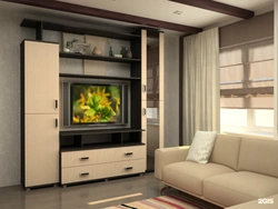 Slide in the living room in a modern style with a wardrobe photo