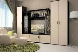 Slide in the living room in a modern style with a wardrobe photo