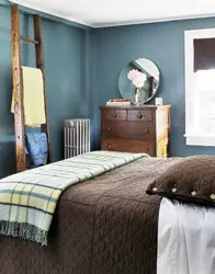 Brown and blue in the bedroom interior