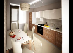 Design of a rectangular kitchen 12 meters with a balcony